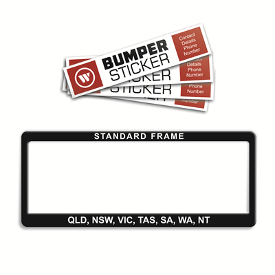 Number Plate Frame Bumper Sticker Combo