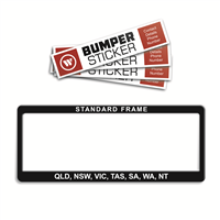 Number Plate Frame Bumper Sticker Combo