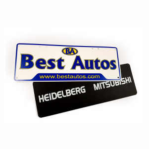 Two personalised embossed mudflaps